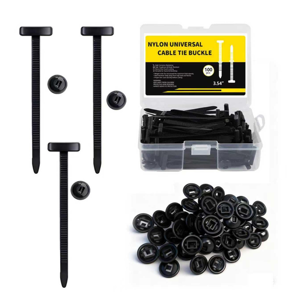 100-Piece Nylon Universal Cable Tie Buckles W/ Clear Storage Box