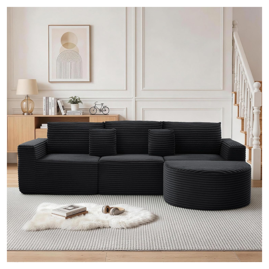 Korser 110" L-Shaped Modular Sectional Sofa With Chaise