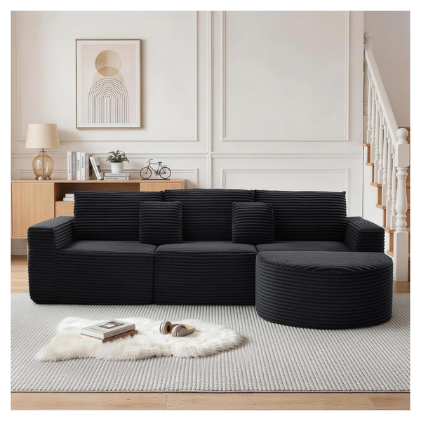 Korser 110" L-Shaped Modular Sectional Sofa With Chaise