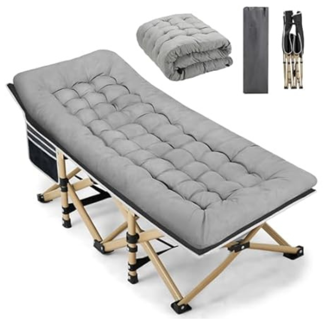 600LBS Max Load Extra Wide Camping Cot With Thick Mattress