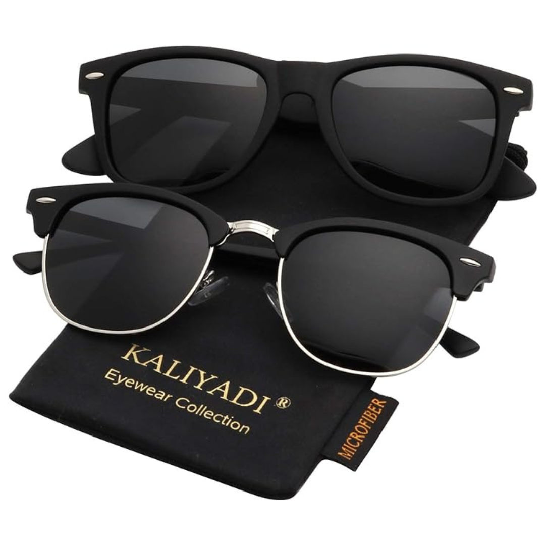 2-Pack Semi-Rimless Frame UV Blocking Polarized Sunglasses