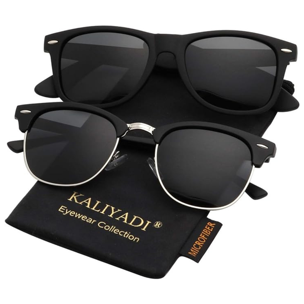 2-Pack Semi-Rimless Frame UV Blocking Polarized Sunglasses