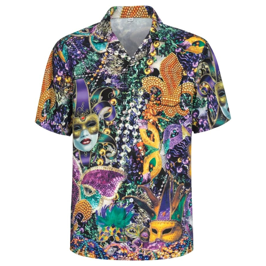 3D Printed Mardi Gras Button Up Shirts