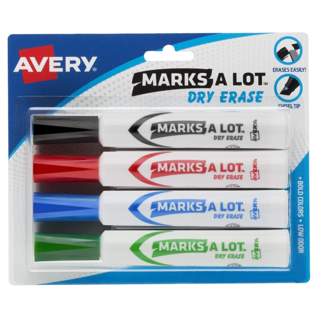 4-Count Marks-A-Lot Desk Style Dry Erase Marker
