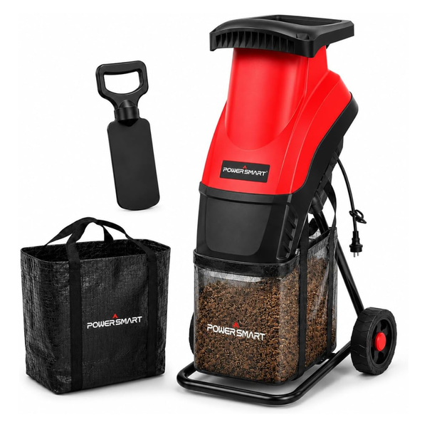 PowerSmart 15-Amp Electric Wood Chipper Shredder With 50L Collection Bag