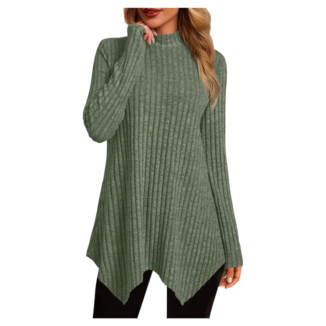 Women's Long Sleeve Mock Turtleneck Tunic Sweater (Various)