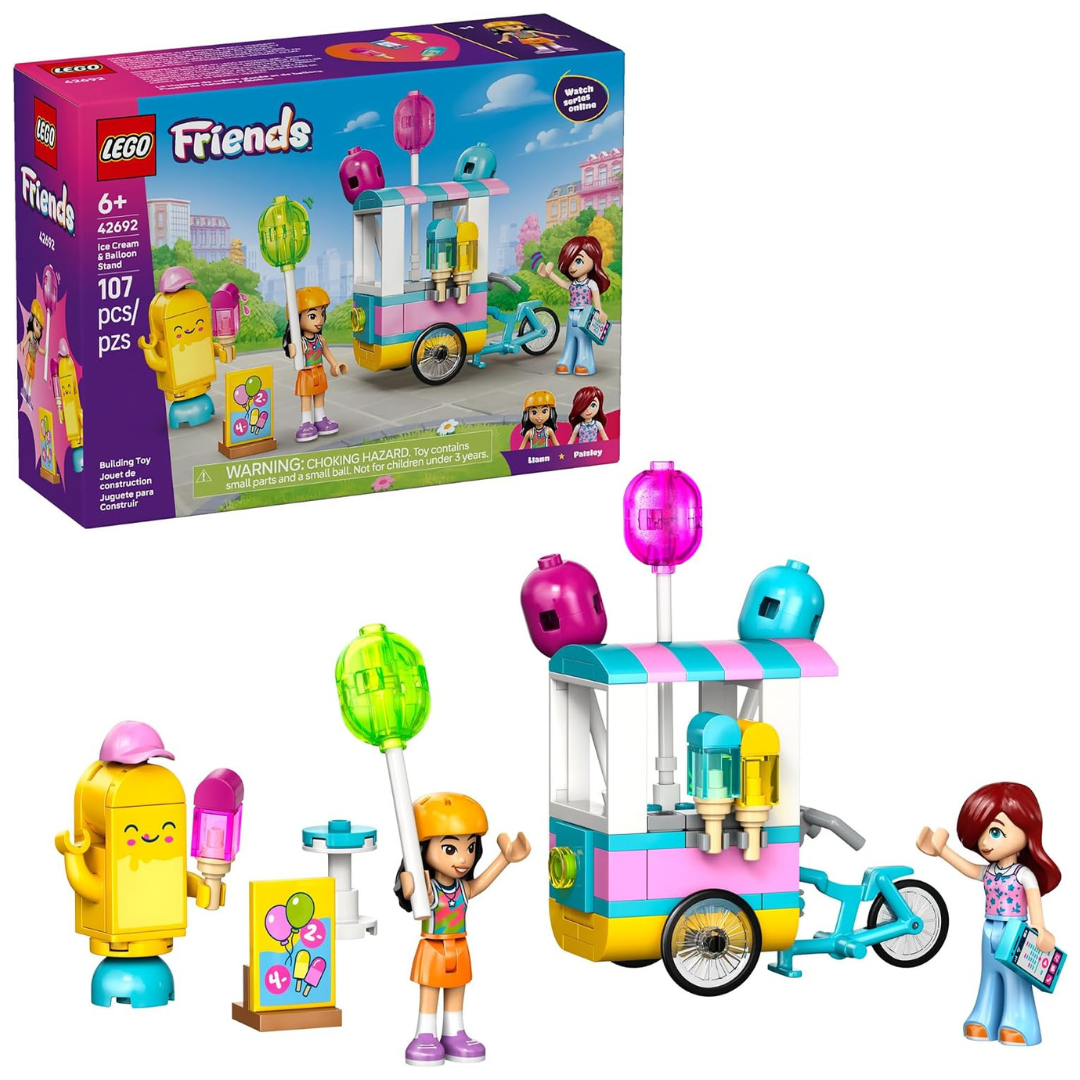 107-Piece LEGO Friends Ice Cream & Balloon Stand Building Toy (42692)