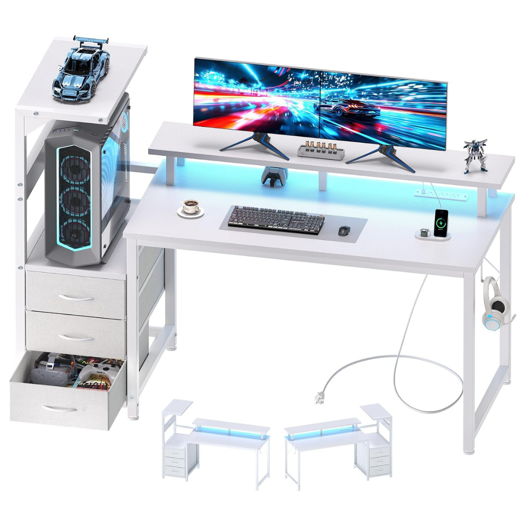 Dumos 52" Gaming Desk With USB Charging Ports & LED Lights