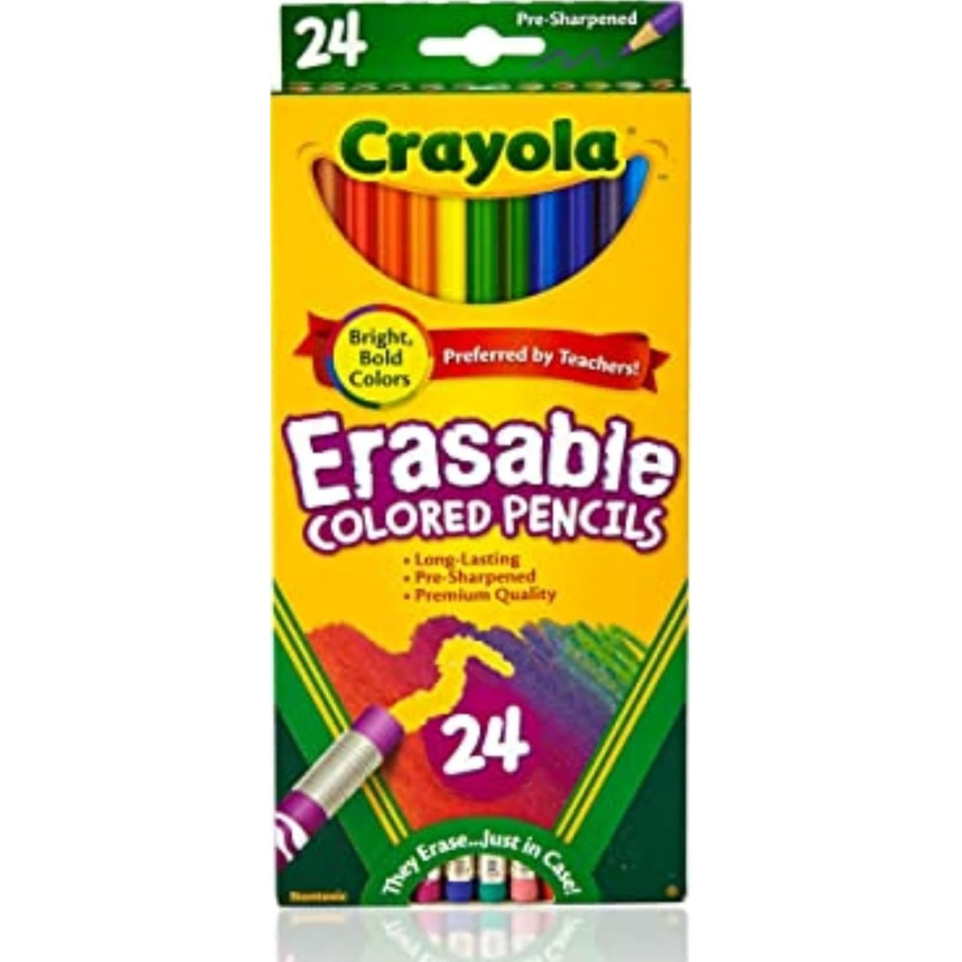 24-Count Crayola Erasable Colored Pencils For Kids
