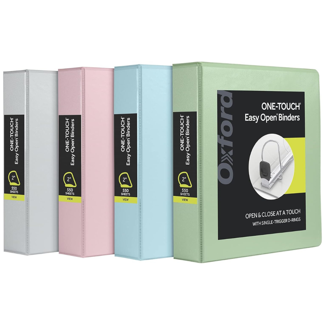 4-Pack Oxford 2" 3-Ring Binders