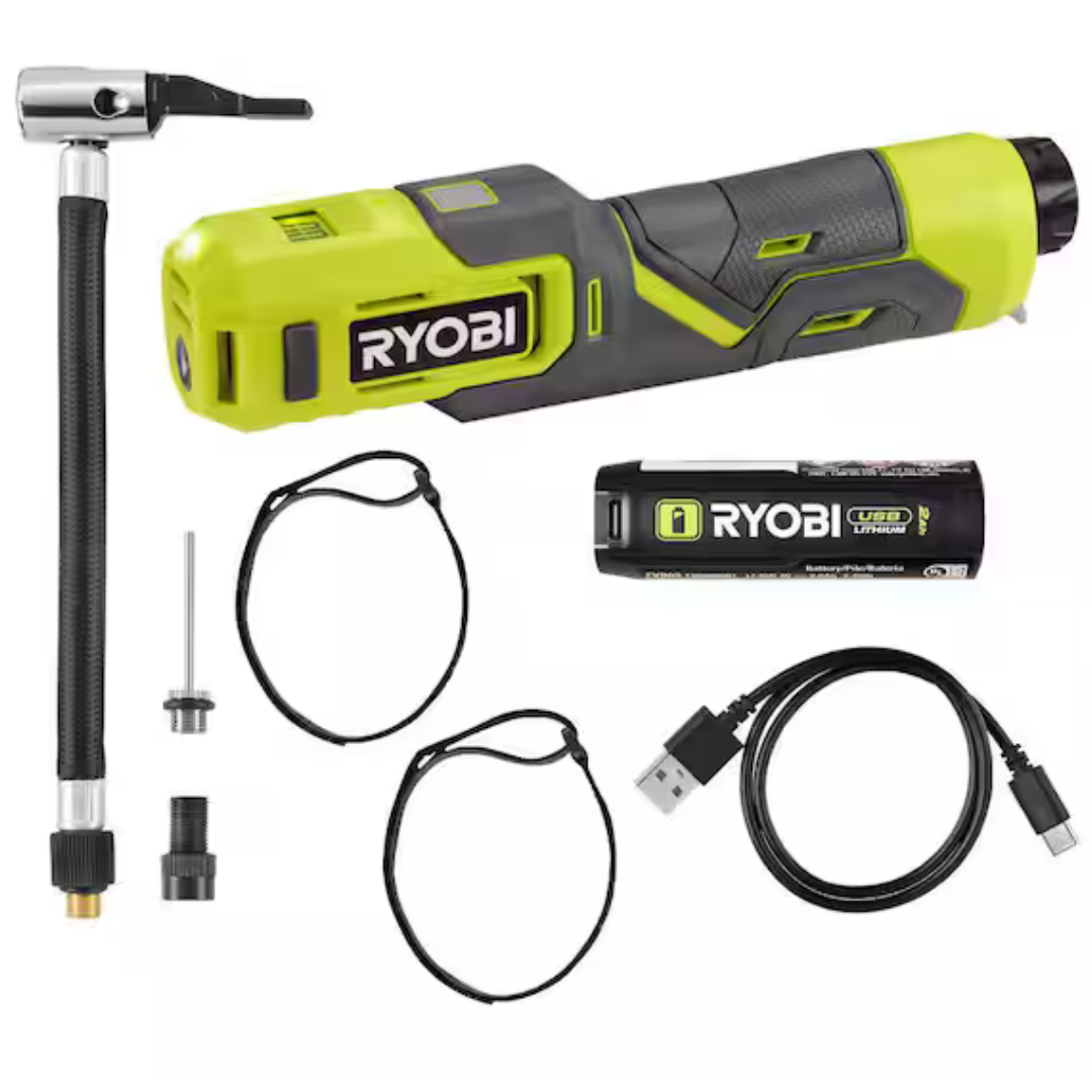 Ryobi USB Lithium Cordless High Pressure Portable Inflator Kit