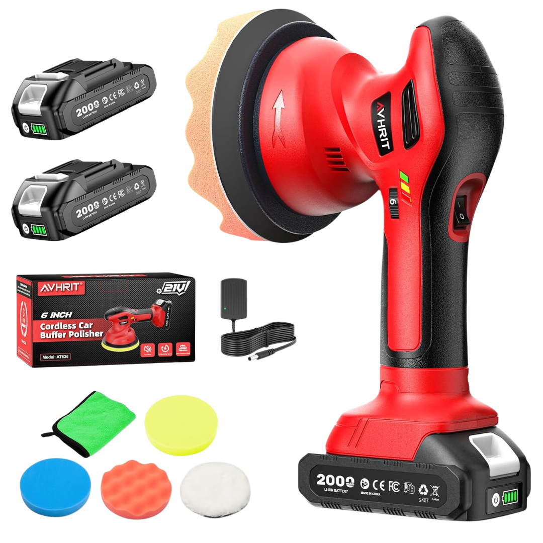 6" Avhrit Cordless Car Buffer Polisher Kit With 2x 2000mAh Batteries