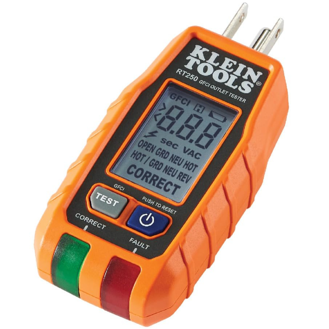 Klein Tools RT250 GFCI Outlet Tester With LCD Display