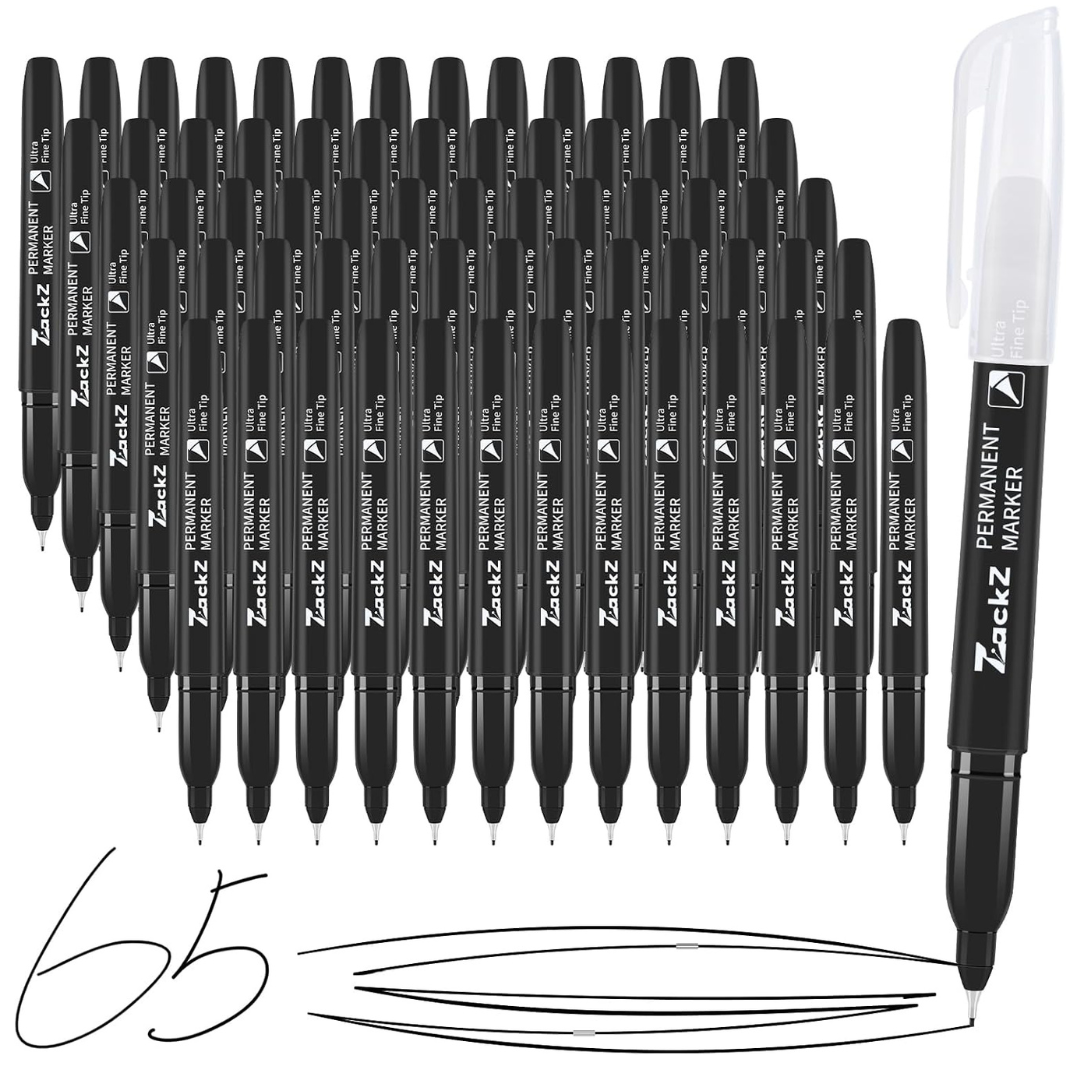 65-Pack 0.4 Mm Tip Ultra Fine Point Permanent Black Marker