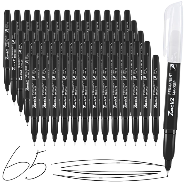 65-Pack 0.4 Mm Tip Ultra Fine Point Permanent Black Marker