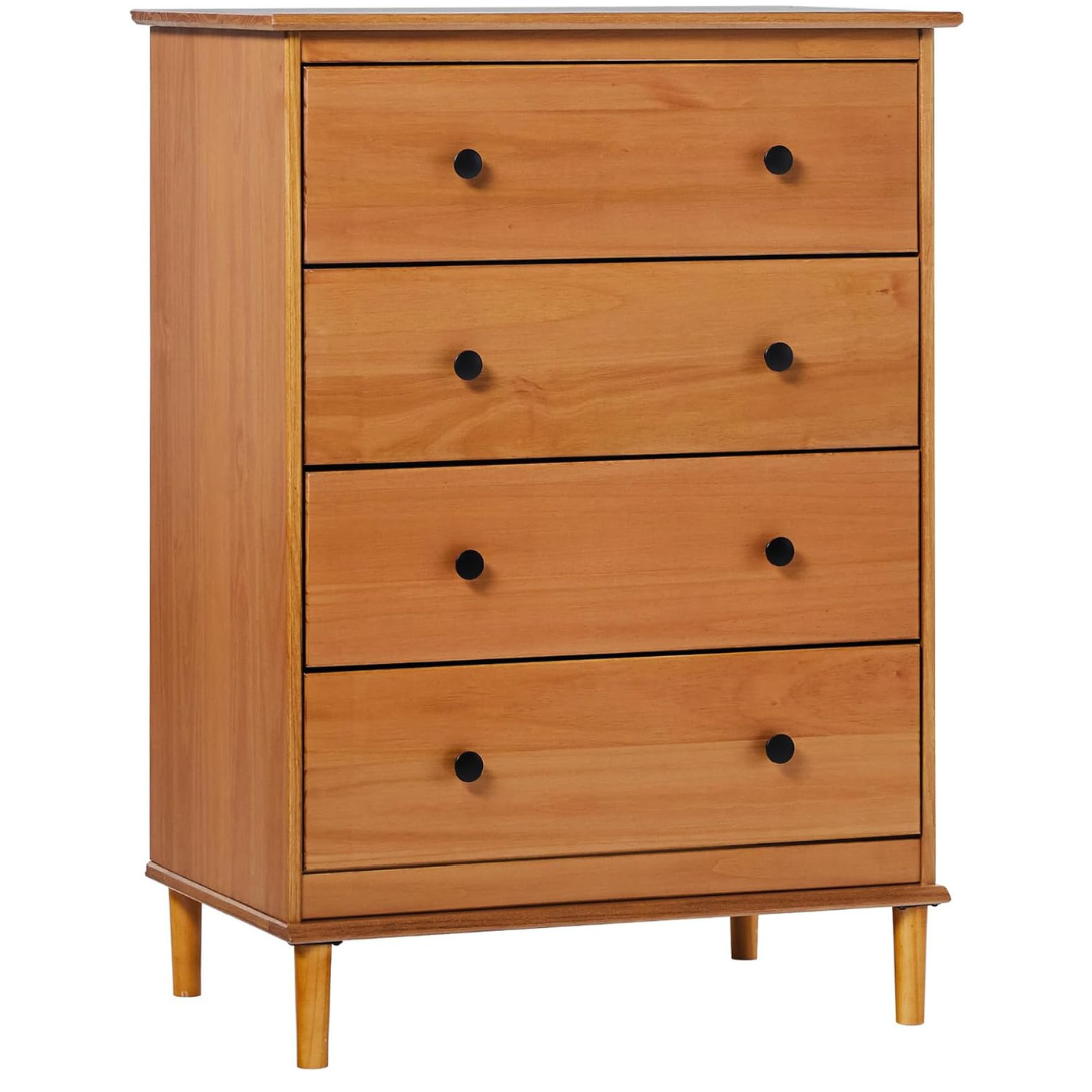 Walker Edison Modern Tall 4-Drawer Solid Wood Dresser