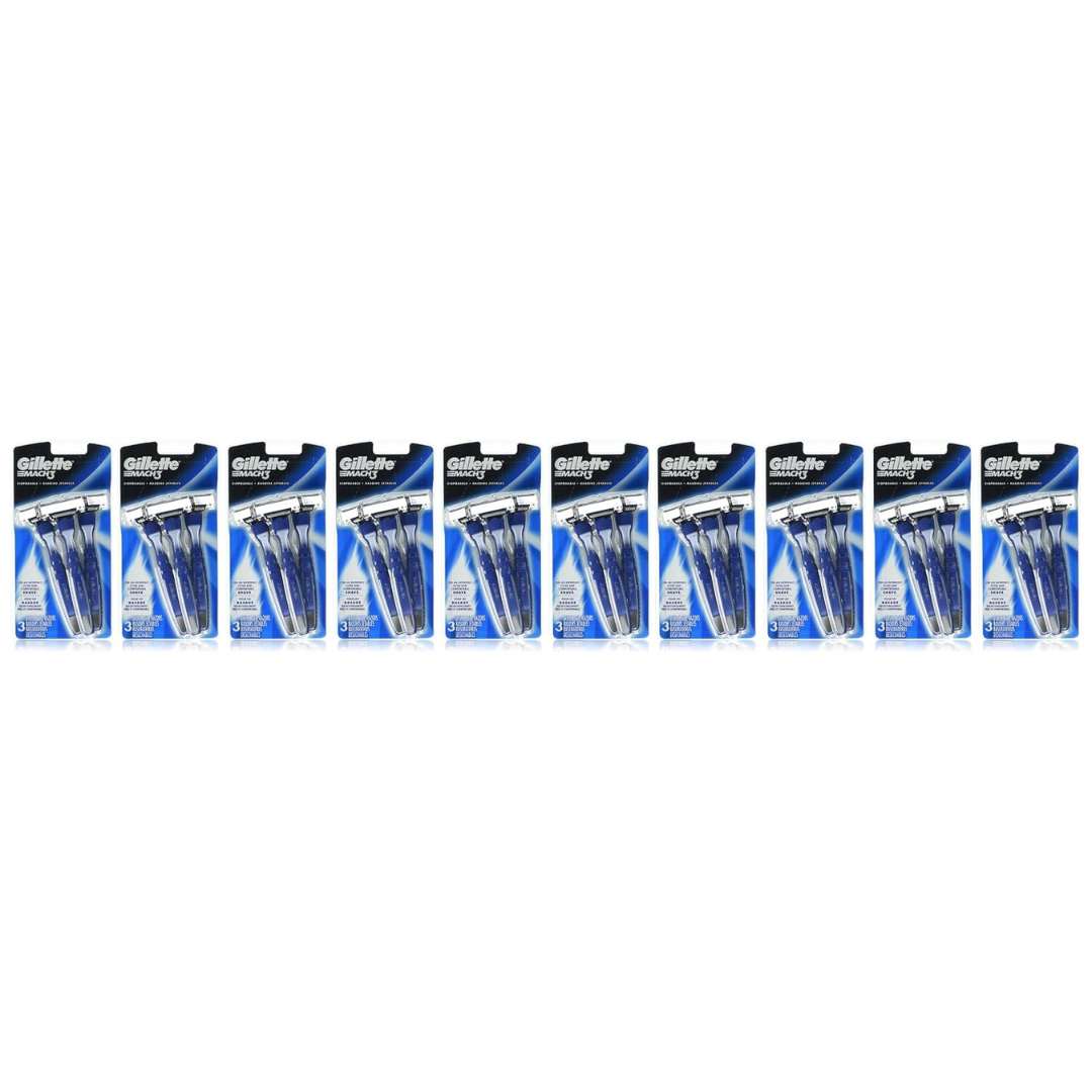 3-Count Gillette Mach3 Mens Disposable Razors (Case Of 12)