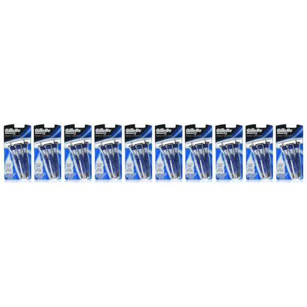 3-Count Gillette Mach3 Mens Disposable Razors (Case Of 12)