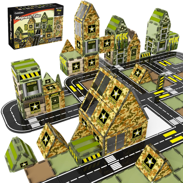 48-Piece GobiDex STEM Military Magnetic Building Blocks