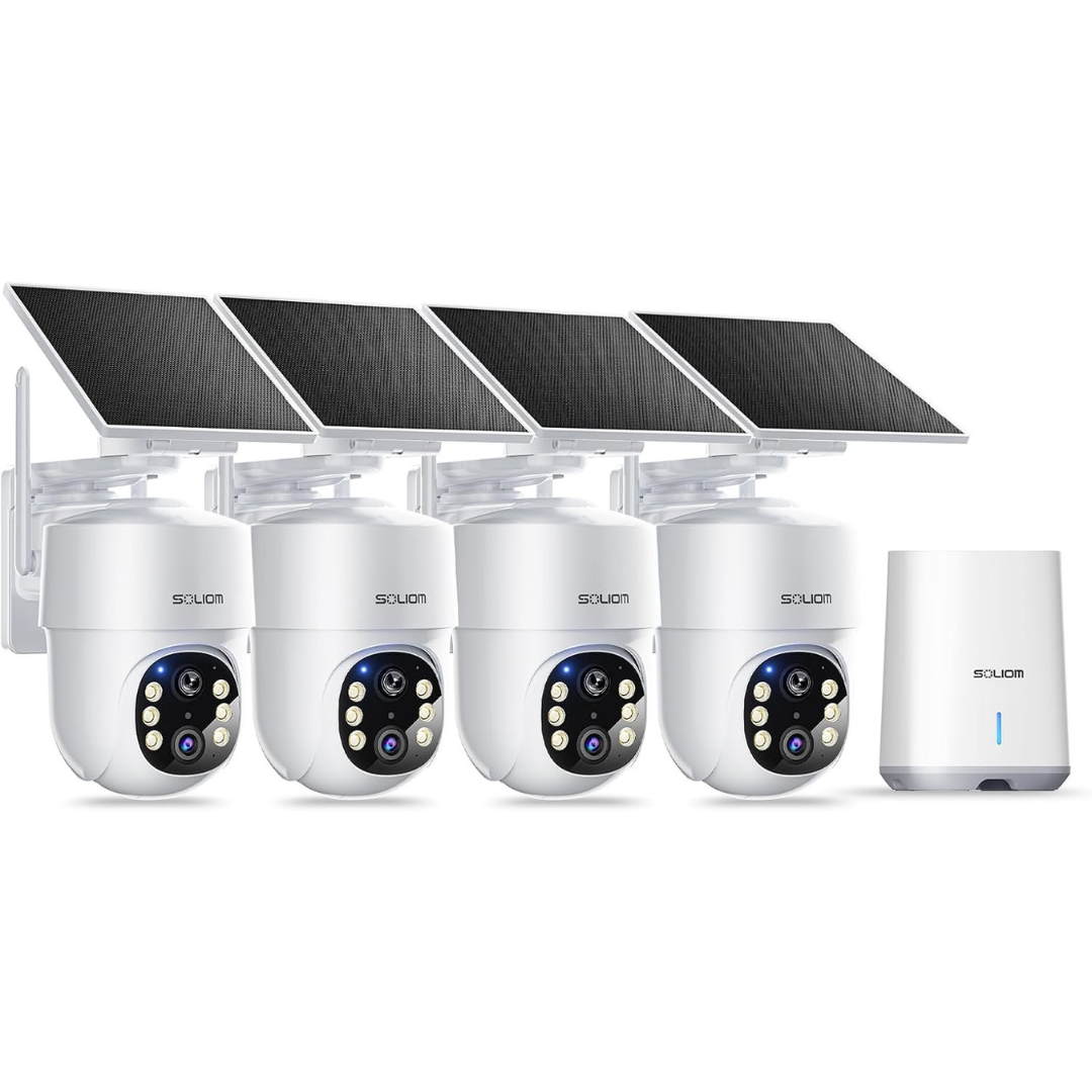4-Count SOLIOM 5MP Solar Wireless Outdoor Security Cameras