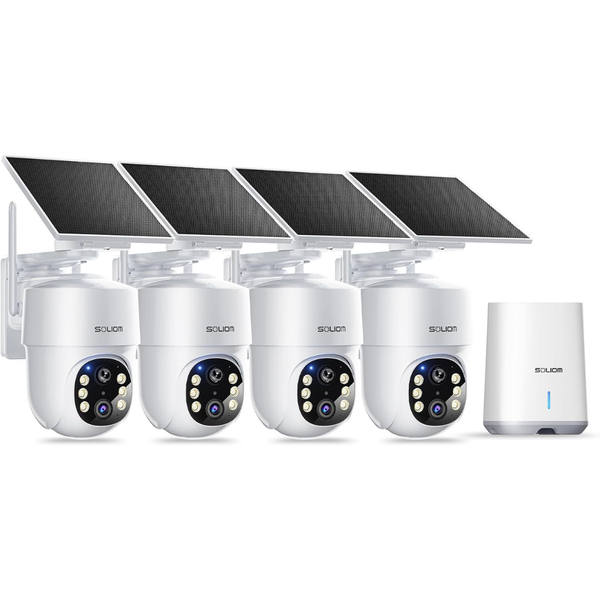 4-Count SOLIOM 5MP Solar Wireless Outdoor Security Cameras