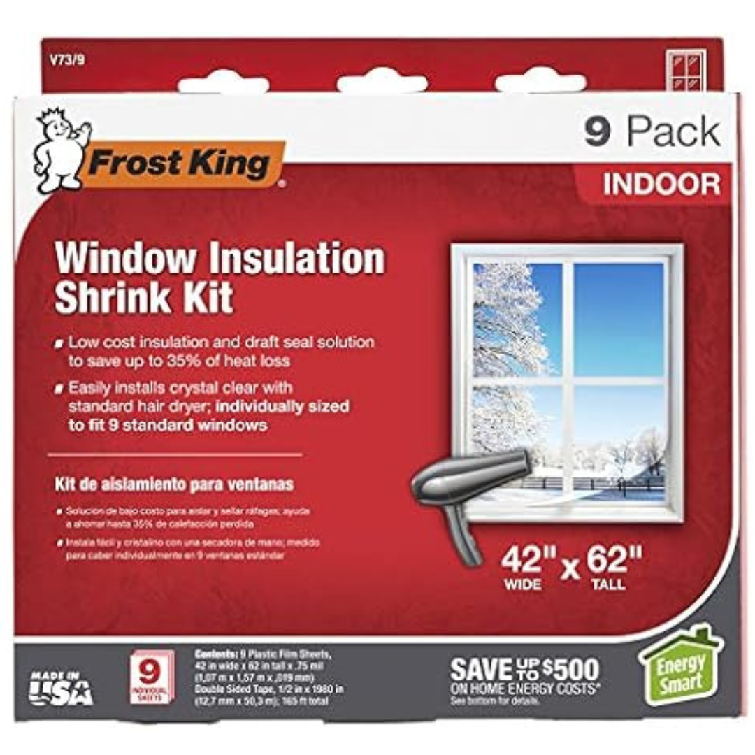 9-Pack Frost King V73/9H 42" X 62" Indoor Shrink Window Kit