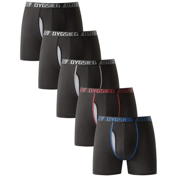 5-Pack OYGSieg Men's Regular 6" Inseam Boxer Briefs