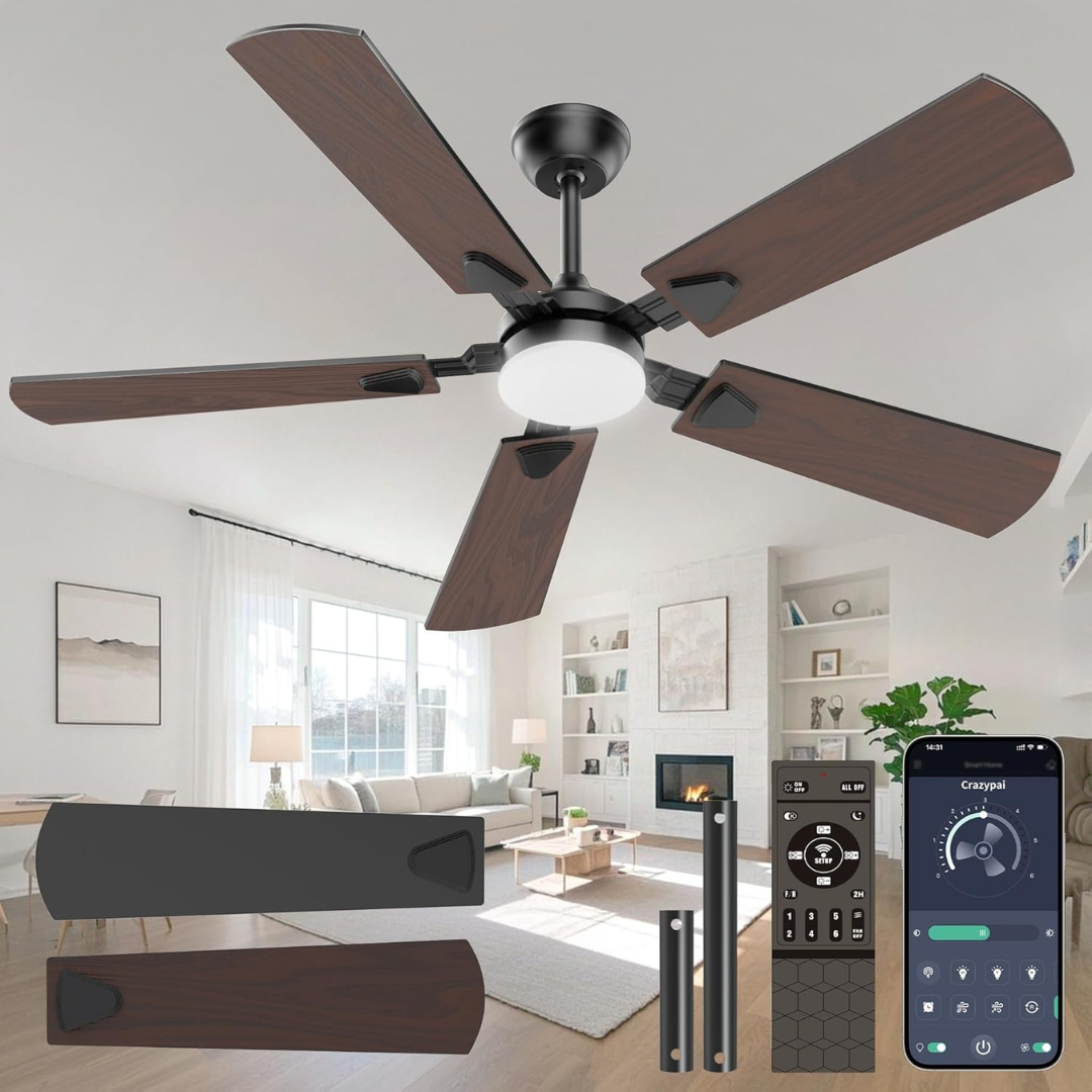 Crazypai 52" Noiseless Ceiling Fans with Lights