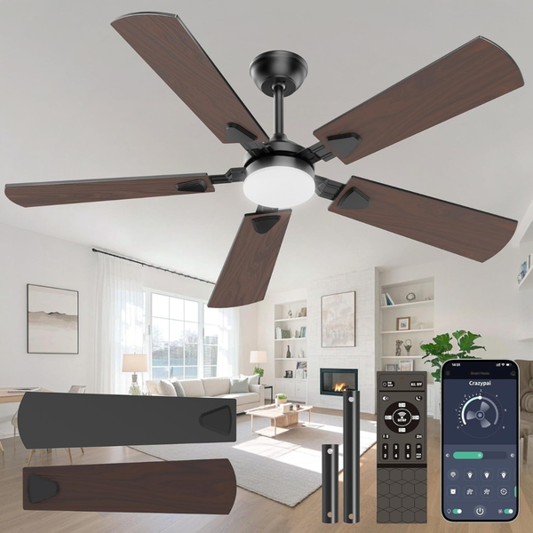Crazypai 52" Noiseless Ceiling Fans with Lights