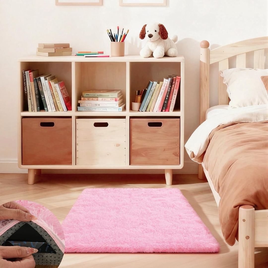 2Ft x 3Ft Fluffy Area Rugs with 4 Non-Slip Adhesive Strips