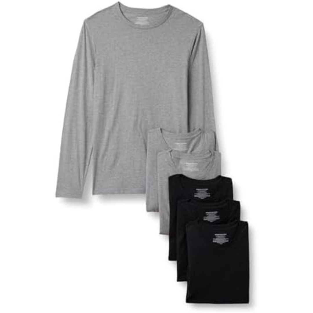 6-Pack Amazon Essentials Men's Slim Fit Cotton Crew Neck Undershirts