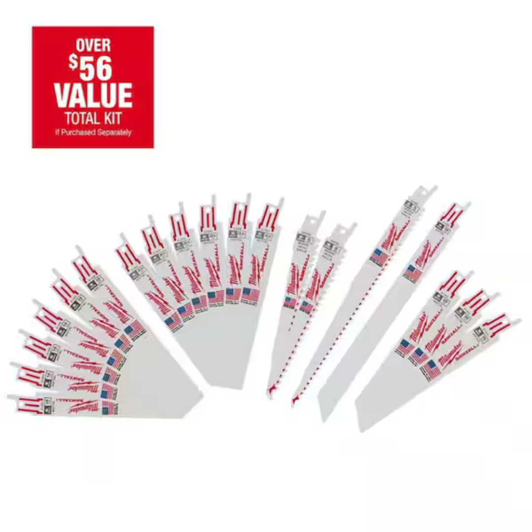 19-Piece Milwaukee SAWZALL Bi-Metal Reciprocating Saw Blades