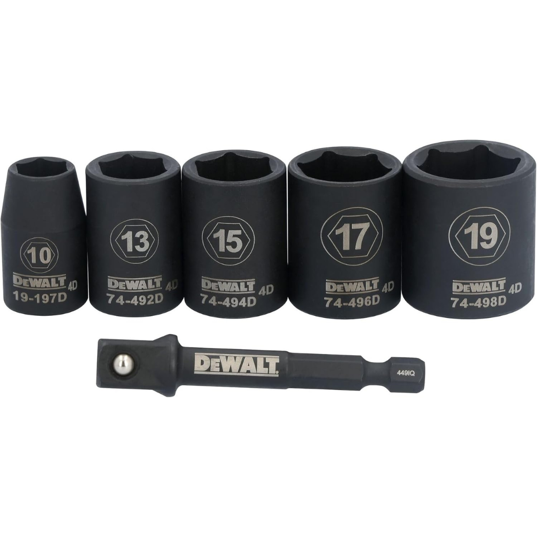 6-Piece DEWALT 3/8" Drive Metric Impact Socket Set (DWAFSMSET6)