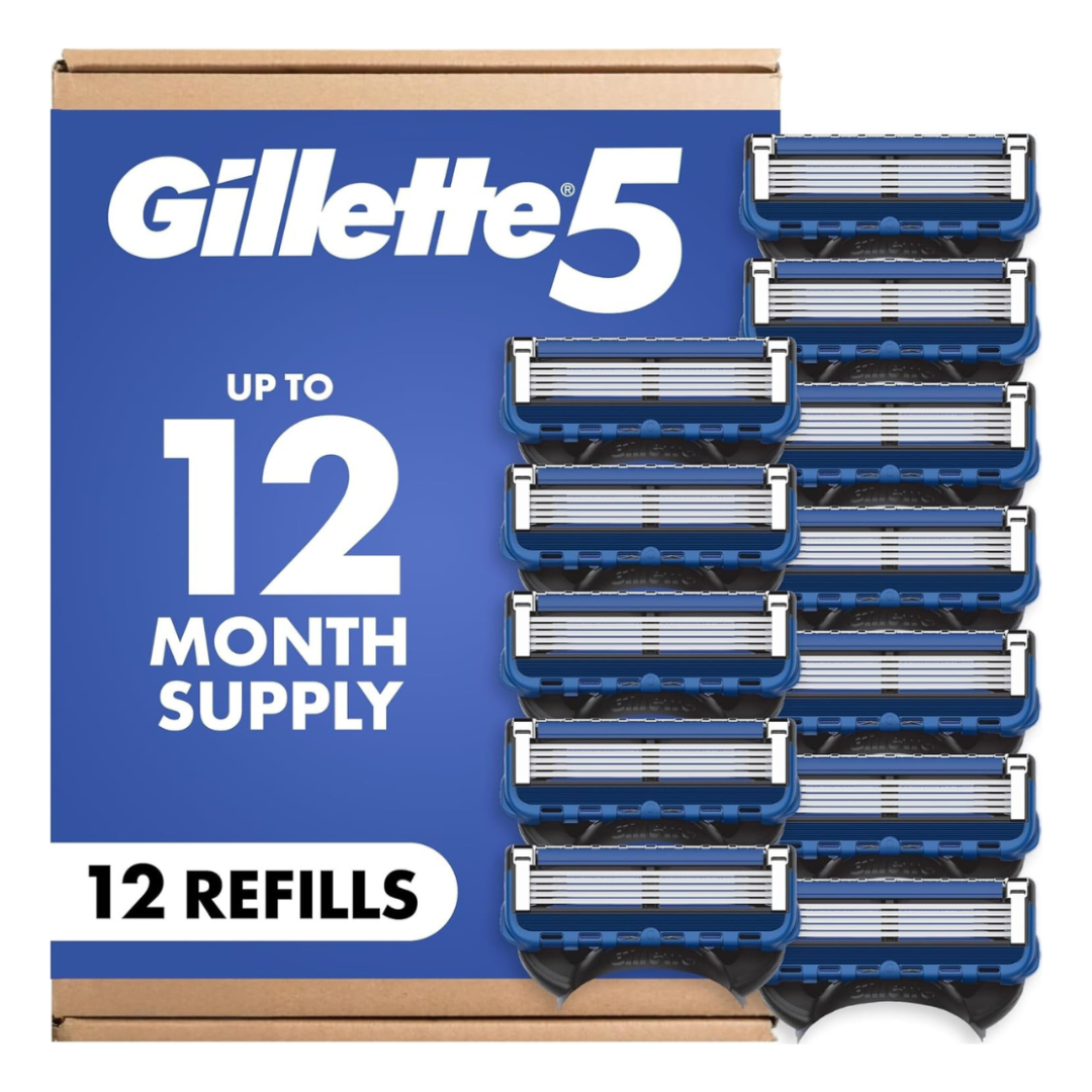 12-Count Gillette 5 Men's 5-Blade Razor Blade Refills