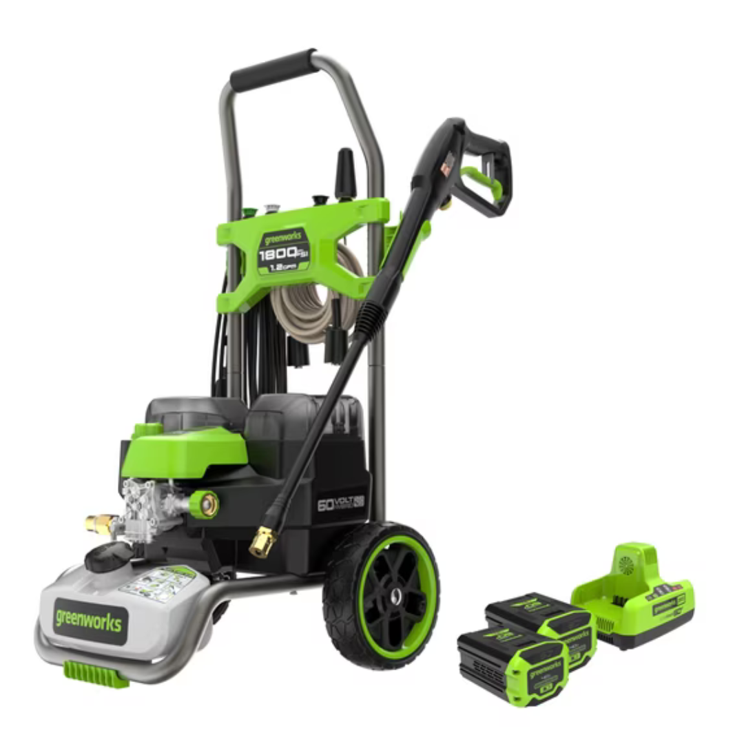 Greenworks 60V Hybrid 1800 PSI Pressure Washer W/ 2x 4Ah Batteries & Charger