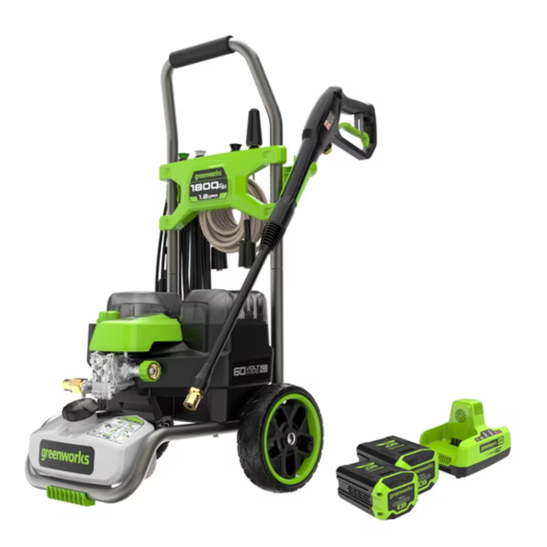 Greenworks 60V Hybrid 1800 PSI Pressure Washer W/ 2x 4Ah Batteries & Charger