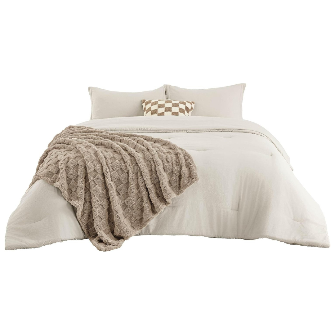 5-Piece Bedsure Full Size Comforter Set W/ Throw Blanket & Pillow (Various)