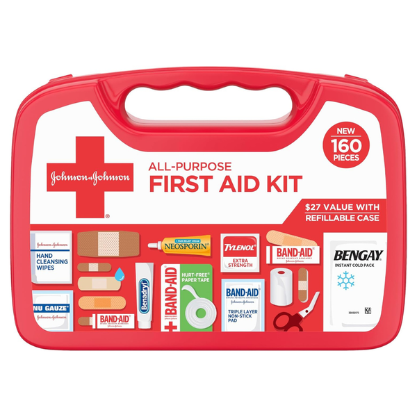 160-Pieces Johnson & Johnson All-Purpose Portable Compact First Aid Kit