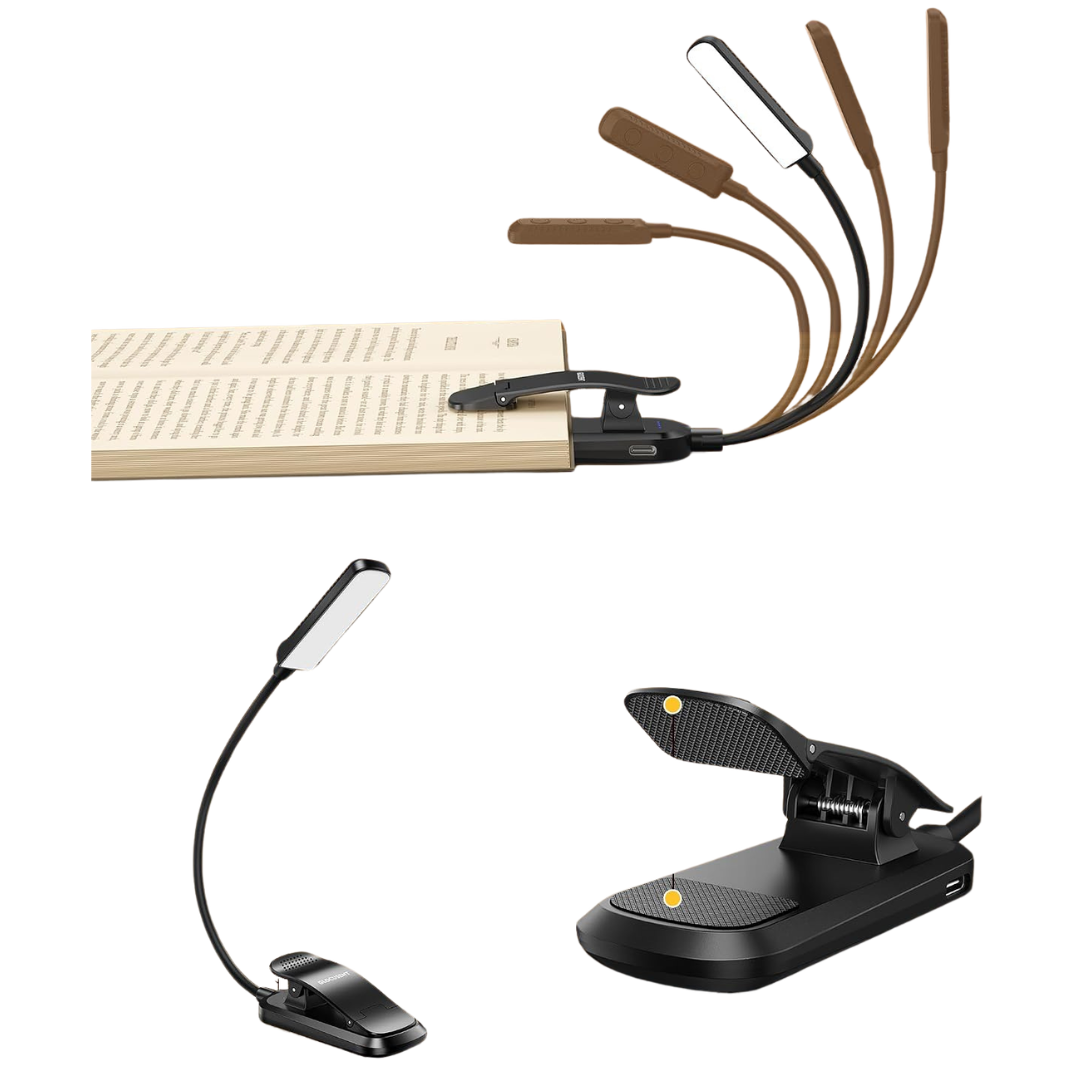 Glocusent Rechargeable 13-LED 3-Colors & 5-Brightness Clip-On Book Light