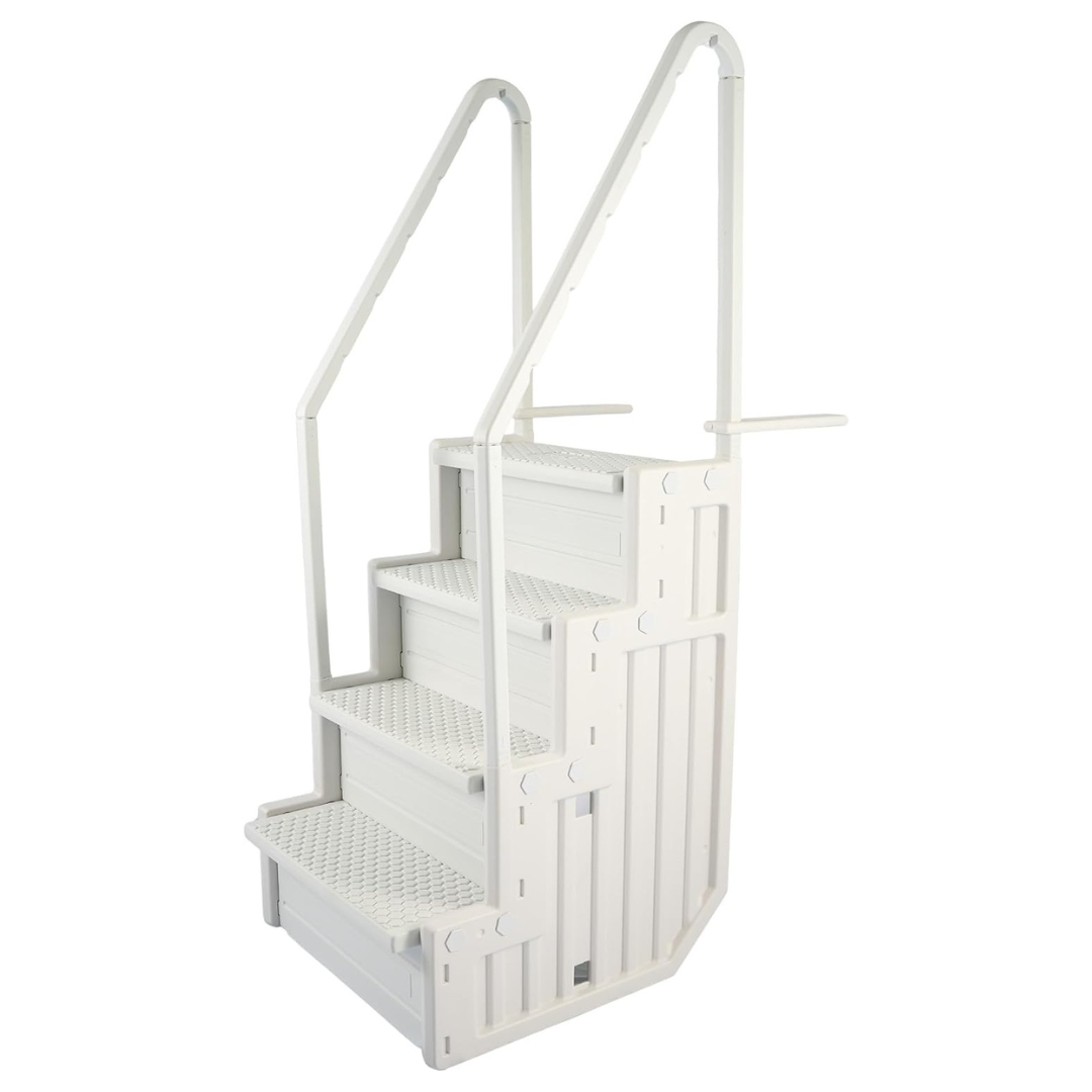 Blue Wave Anti-Slip Easy Pool Wide Steps With Handrails (350-Lb Capacity)