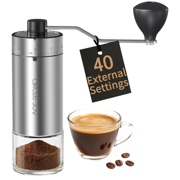 Circle Joy Mini Manual Coffee Grinder W/ 40 External Adjustable Settings