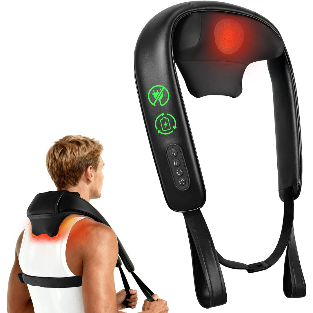 Cordless 4D Deep-Kneading Shiatsu Neck Massager With Heat