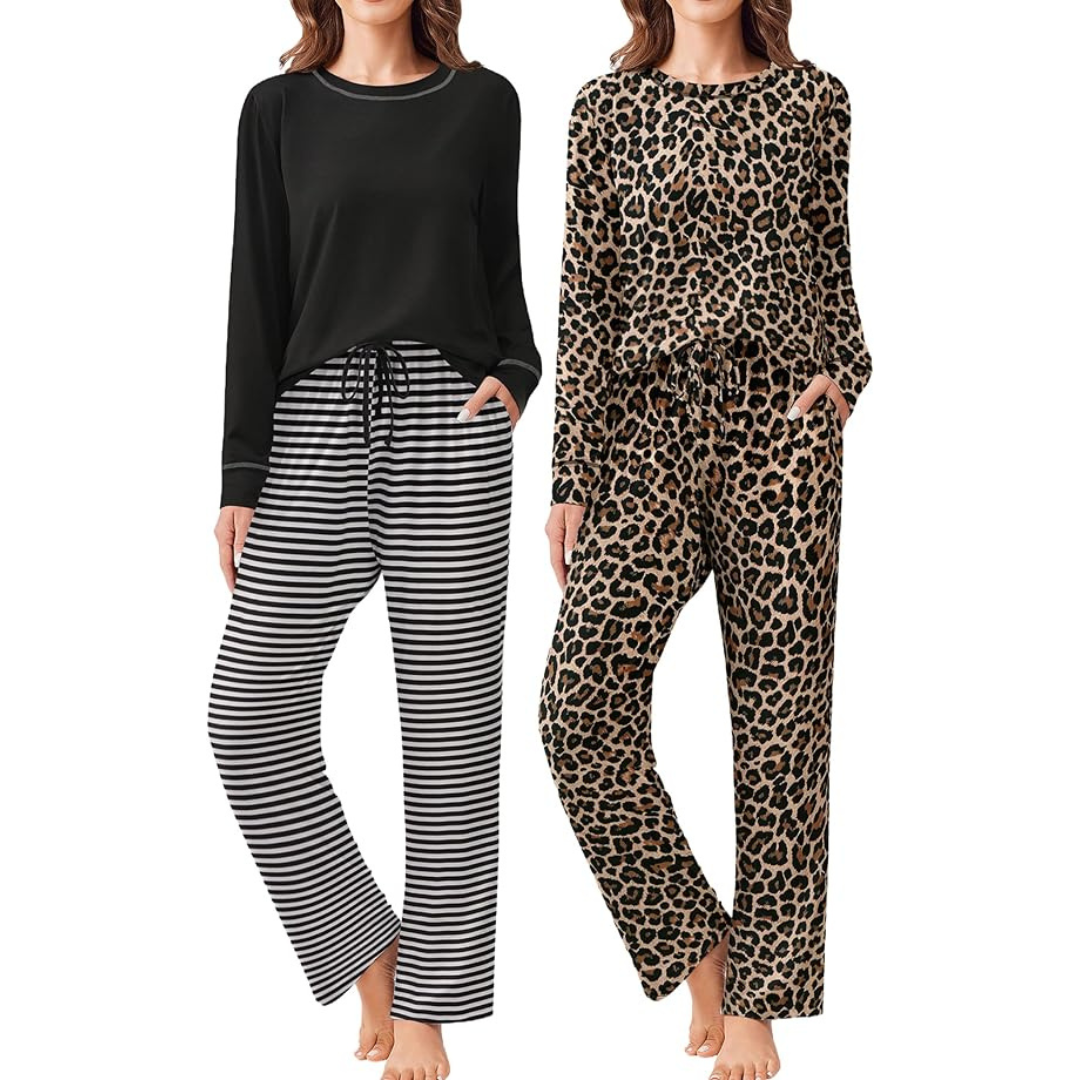 2-Pack Ekouaer Women's Long Sleeve Pajama Sets (Various)