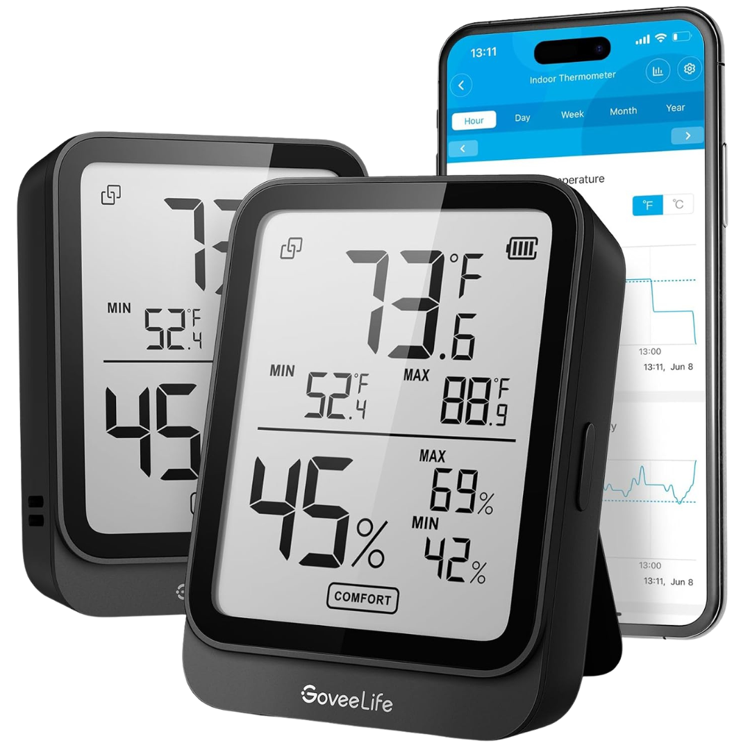 2-Pack GoveeLife H5104 Bluetooth Hygrometer Thermometer (Black)