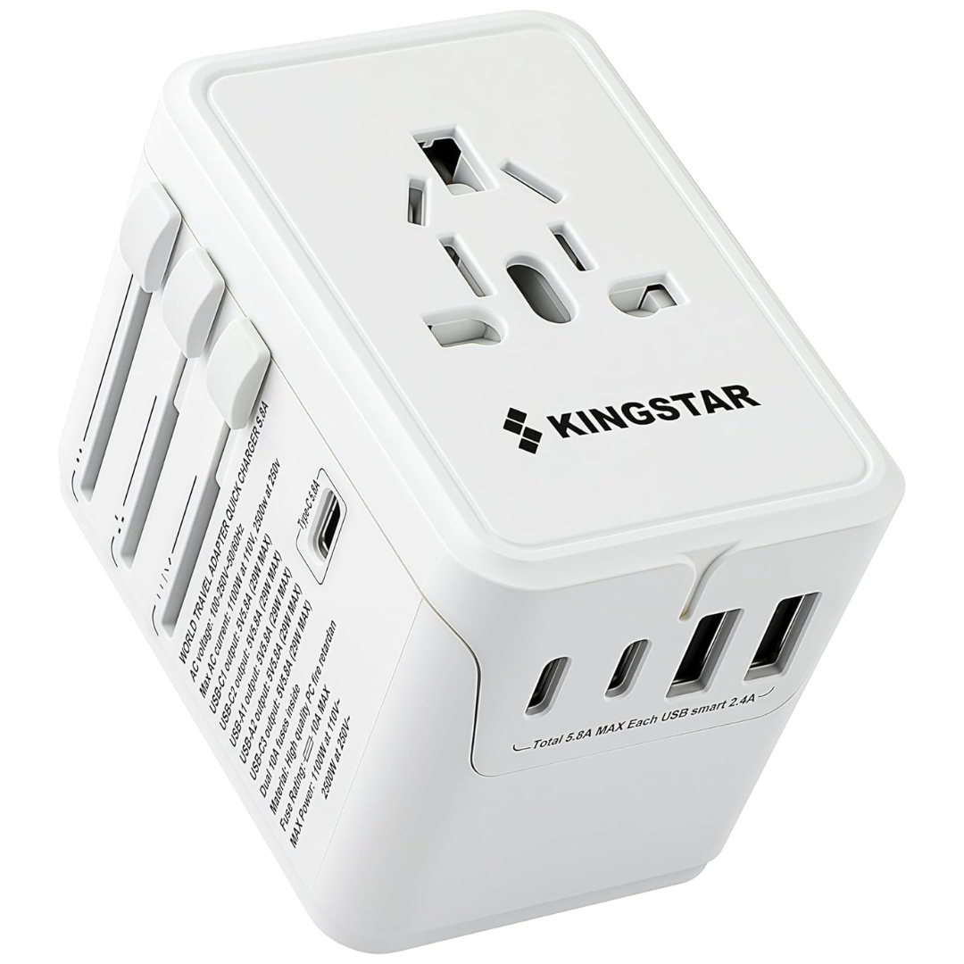 6-in-1 3 Type-C 5.8A 29W PD Universal Plug Travel Adapter