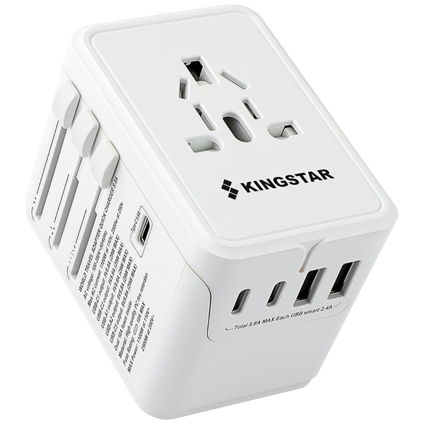 6-in-1 3 Type-C 5.8A 29W PD Universal Plug Travel Adapter