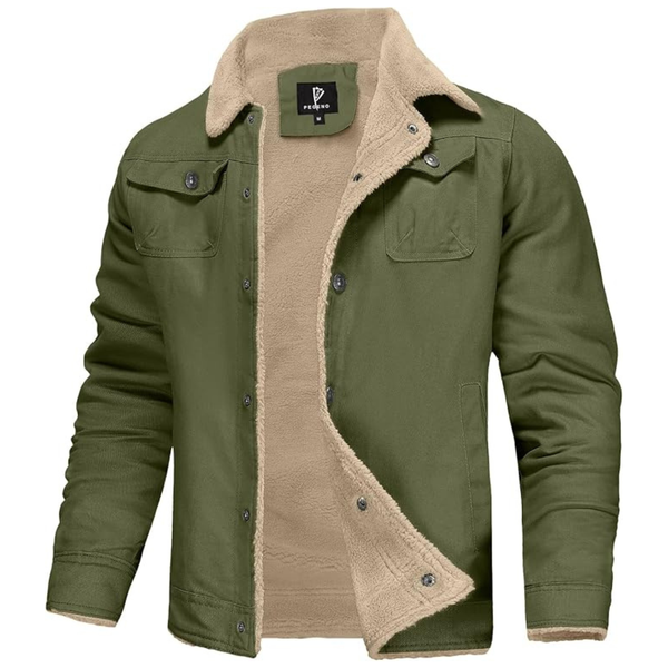 Men's Cotton Cargo Sherpa Lined Fleece Jackets