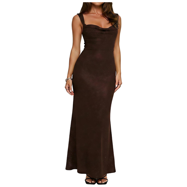 Women's Cowl Neck Sleeveless Bodycon Maxi Dress