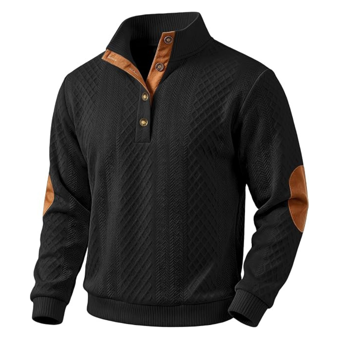Men's Block Striped Stand Collar Casual Sweatshirt