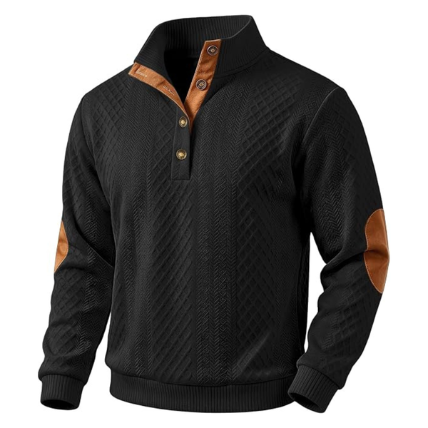 Men's Block Striped Stand Collar Casual Sweatshirt